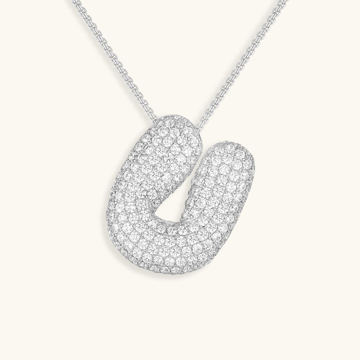 Personalized Bubble Initial Necklace | 18k Gold with Diamond Simulant 13