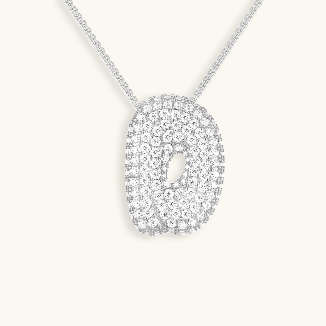 Personalized Bubble Initial Necklace | 18k Gold with Diamond Simulant 15