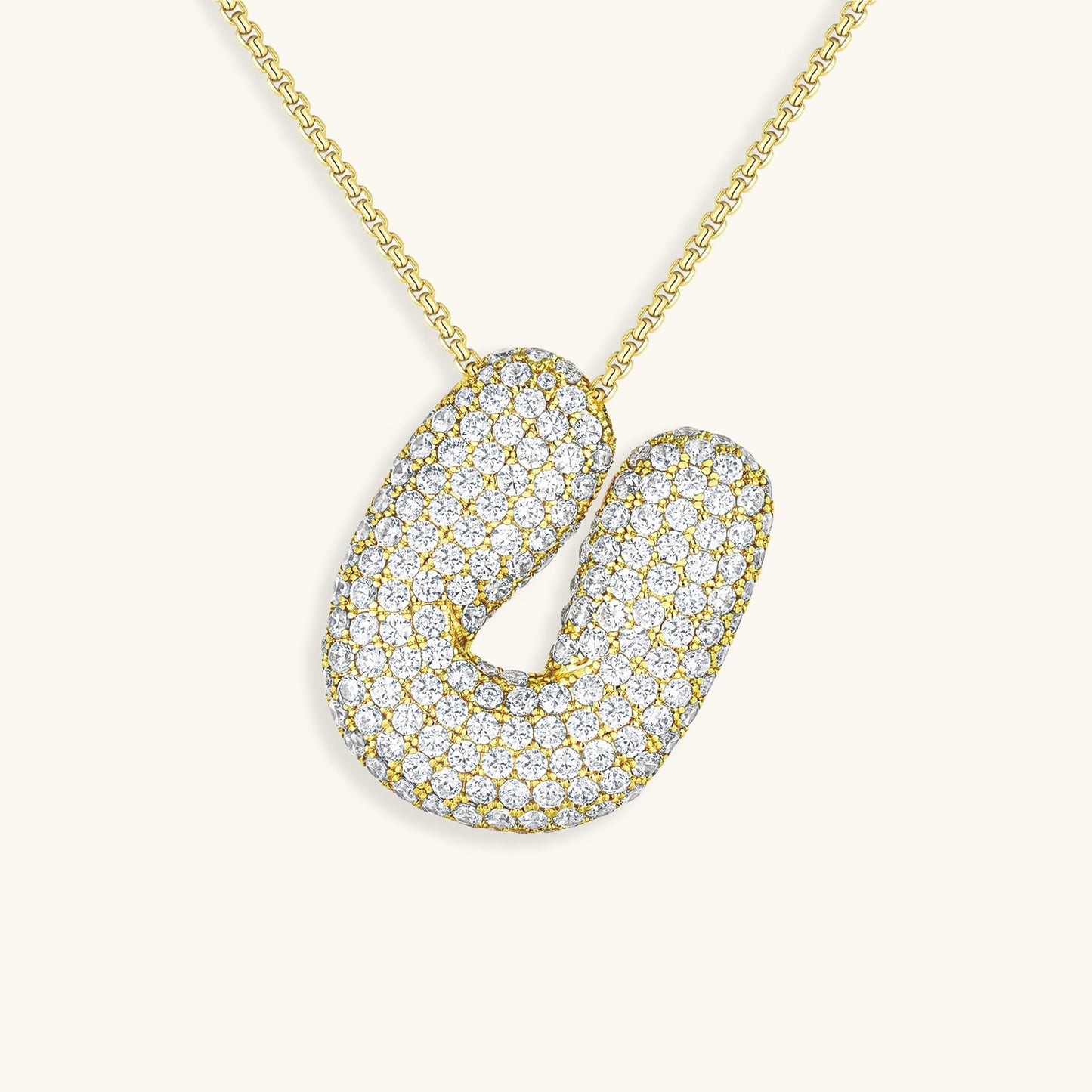 Personalized Bubble Initial Necklace | 18k Gold with Diamond Simulant 16
