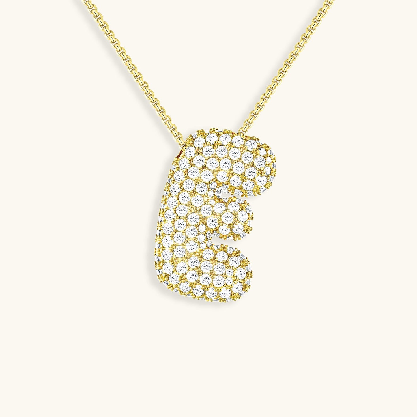 Personalized Bubble Initial Necklace | 18k Gold with Diamond Simulant 17