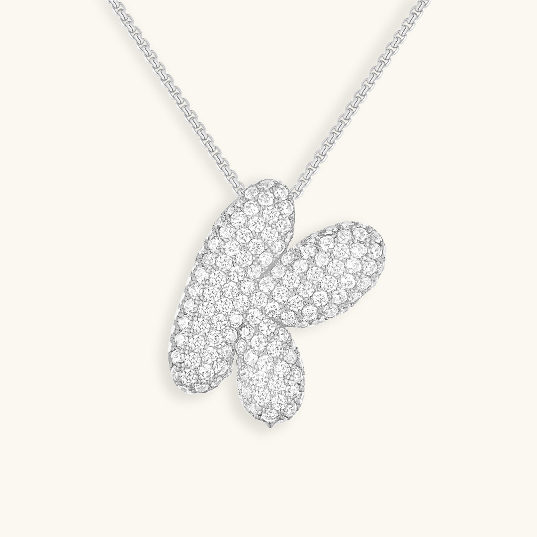 Personalized Bubble Initial Necklace | 18k Gold with Diamond Simulant 19