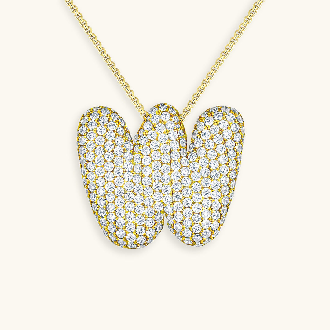 Personalized Bubble Initial Necklace | 18k Gold with Diamond Simulant 21
