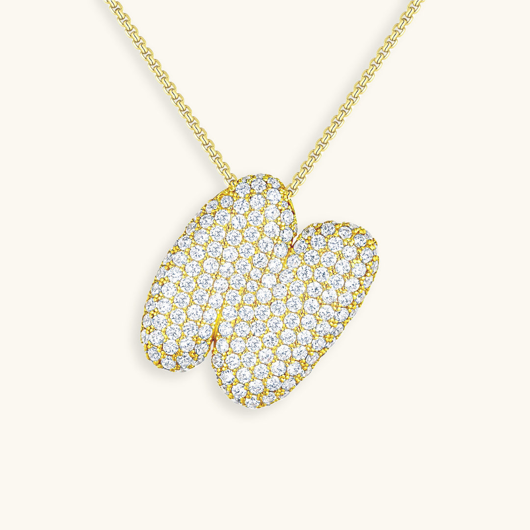 Personalized Bubble Initial Necklace | 18k Gold with Diamond Simulant 22