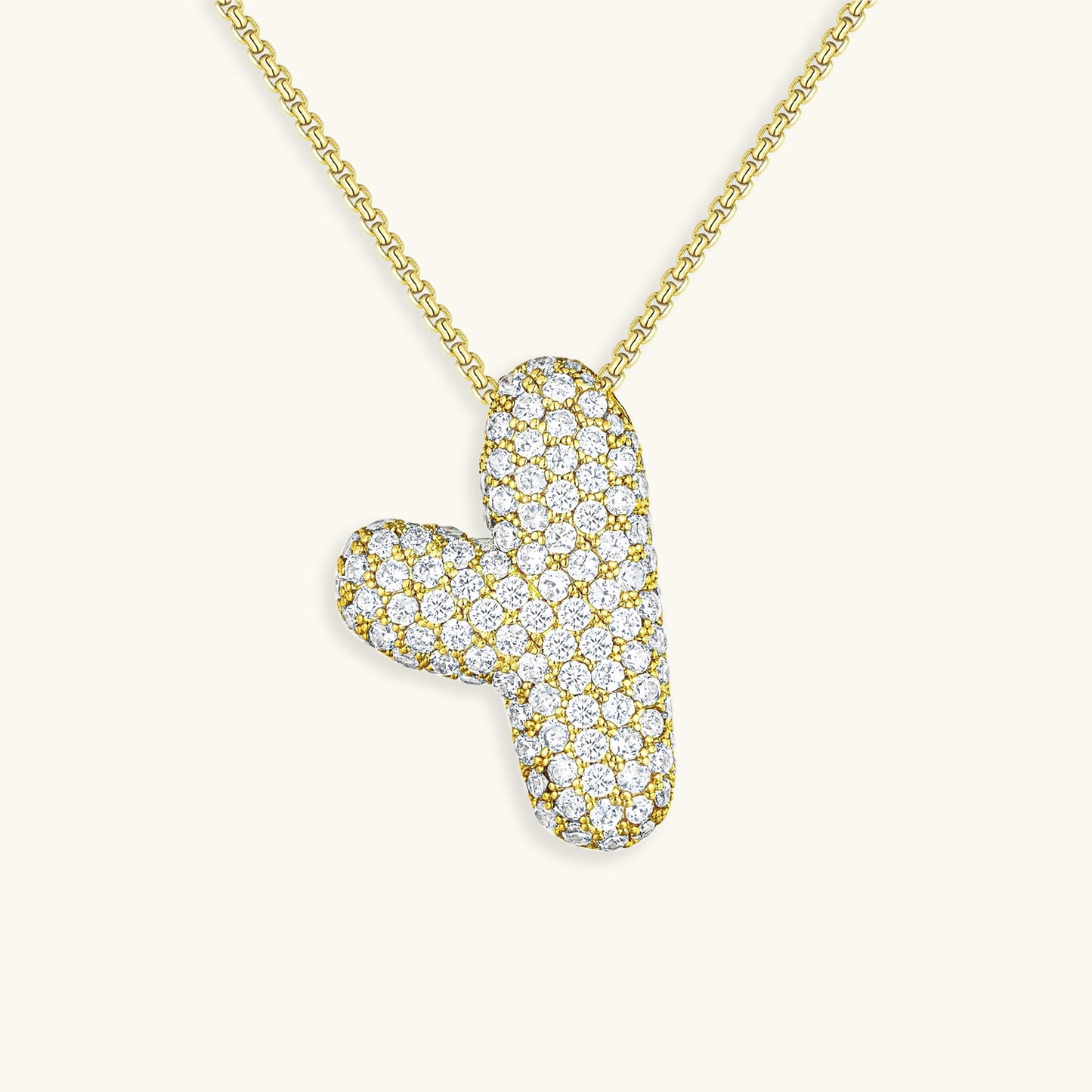 Personalized Bubble Initial Necklace | 18k Gold with Diamond Simulant 24