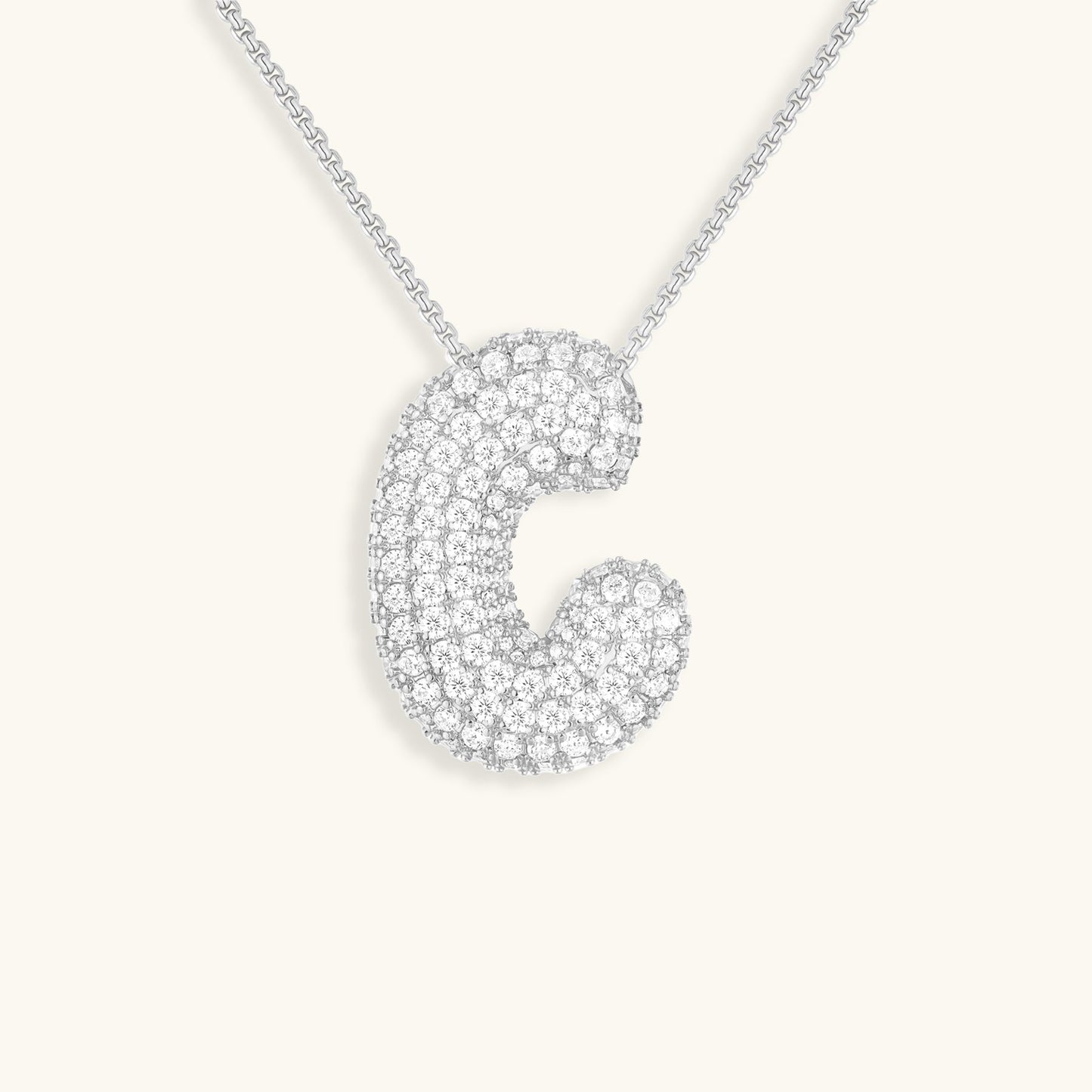 Personalized Bubble Initial Necklace | 18k Gold with Diamond Simulant 27