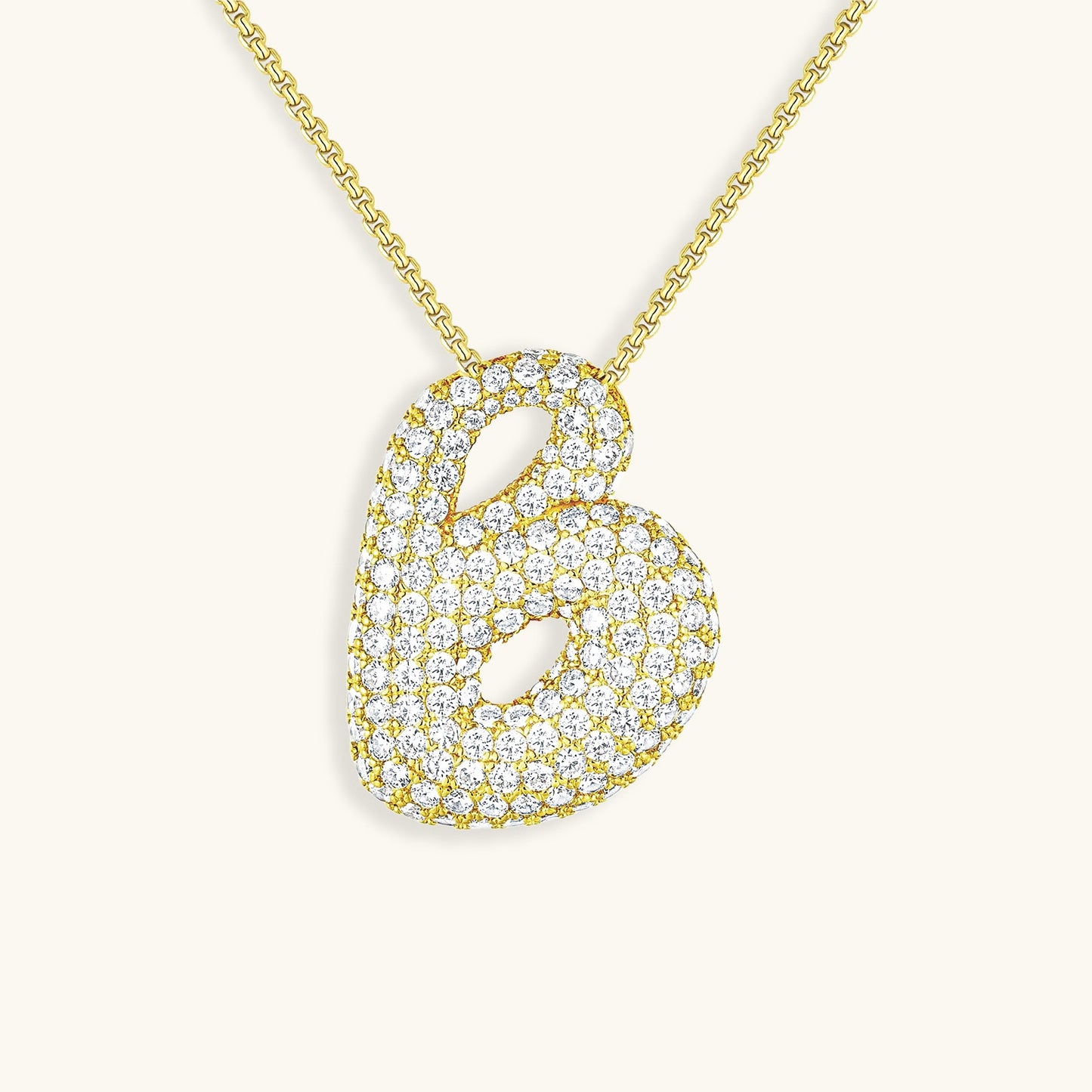 Personalized Bubble Initial Necklace | 18k Gold with Diamond Simulant 29
