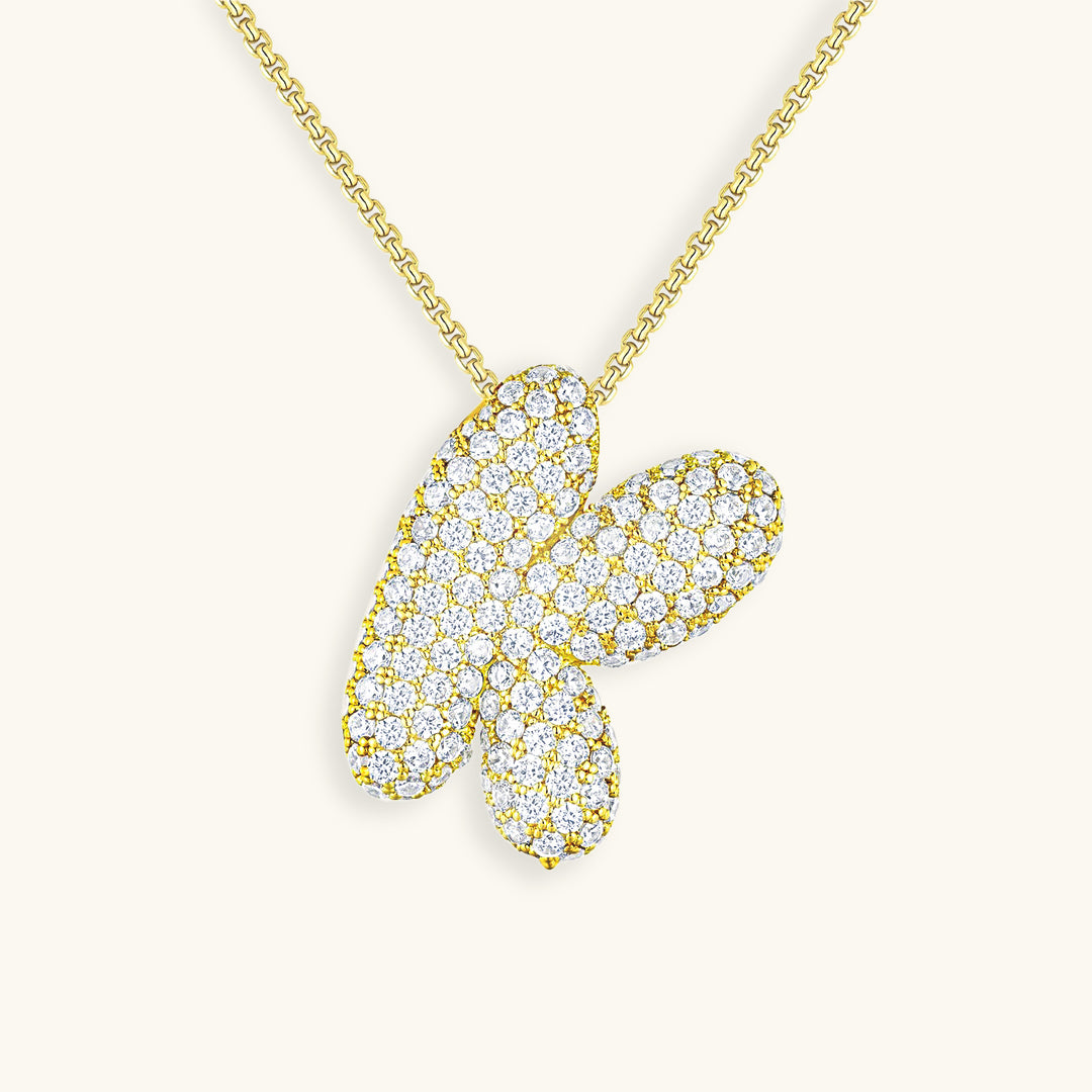 Personalized Bubble Initial Necklace | 18k Gold with Diamond Simulant 31