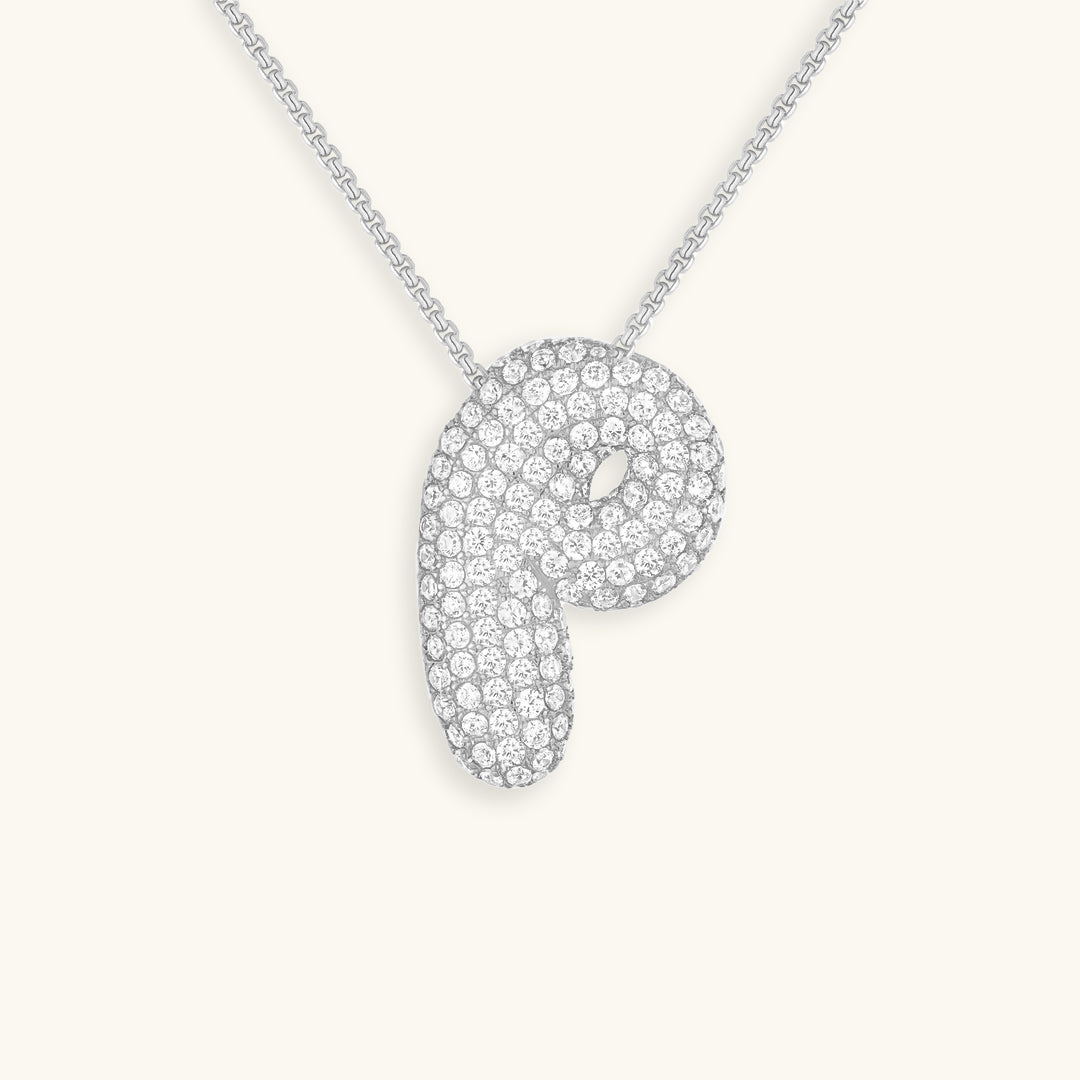 Personalized Bubble Initial Necklace | 18k Gold with Diamond Simulant 33