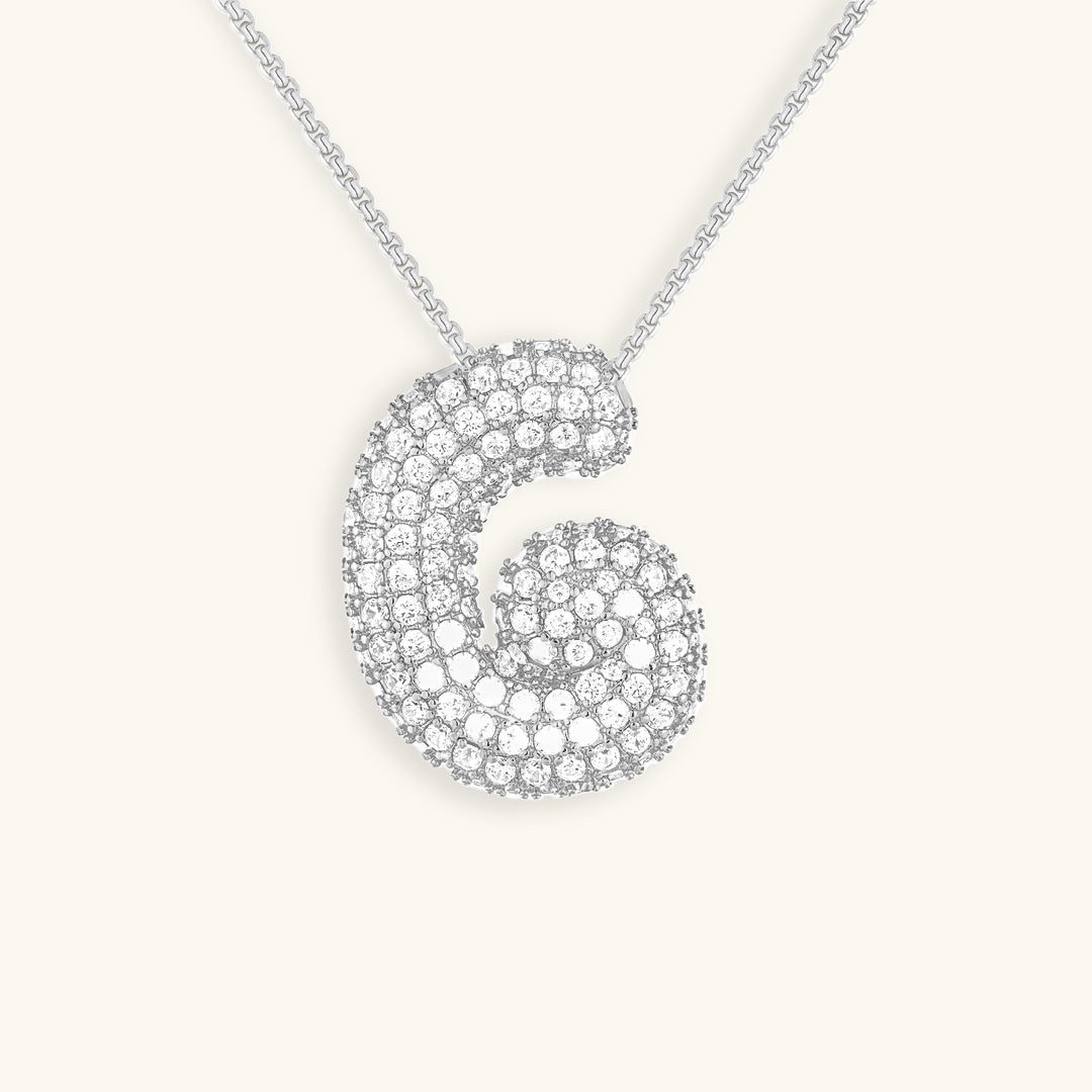 Personalized Bubble Initial Necklace | 18k Gold with Diamond Simulant 36