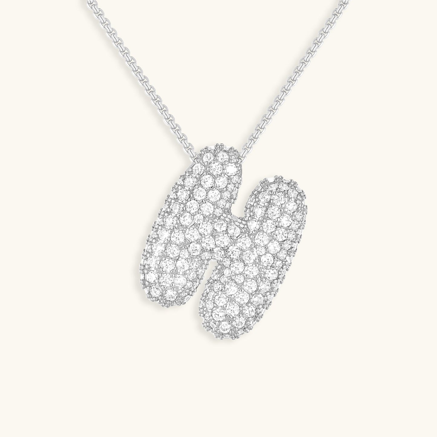 Personalized Bubble Initial Necklace | 18k Gold with Diamond Simulant 38