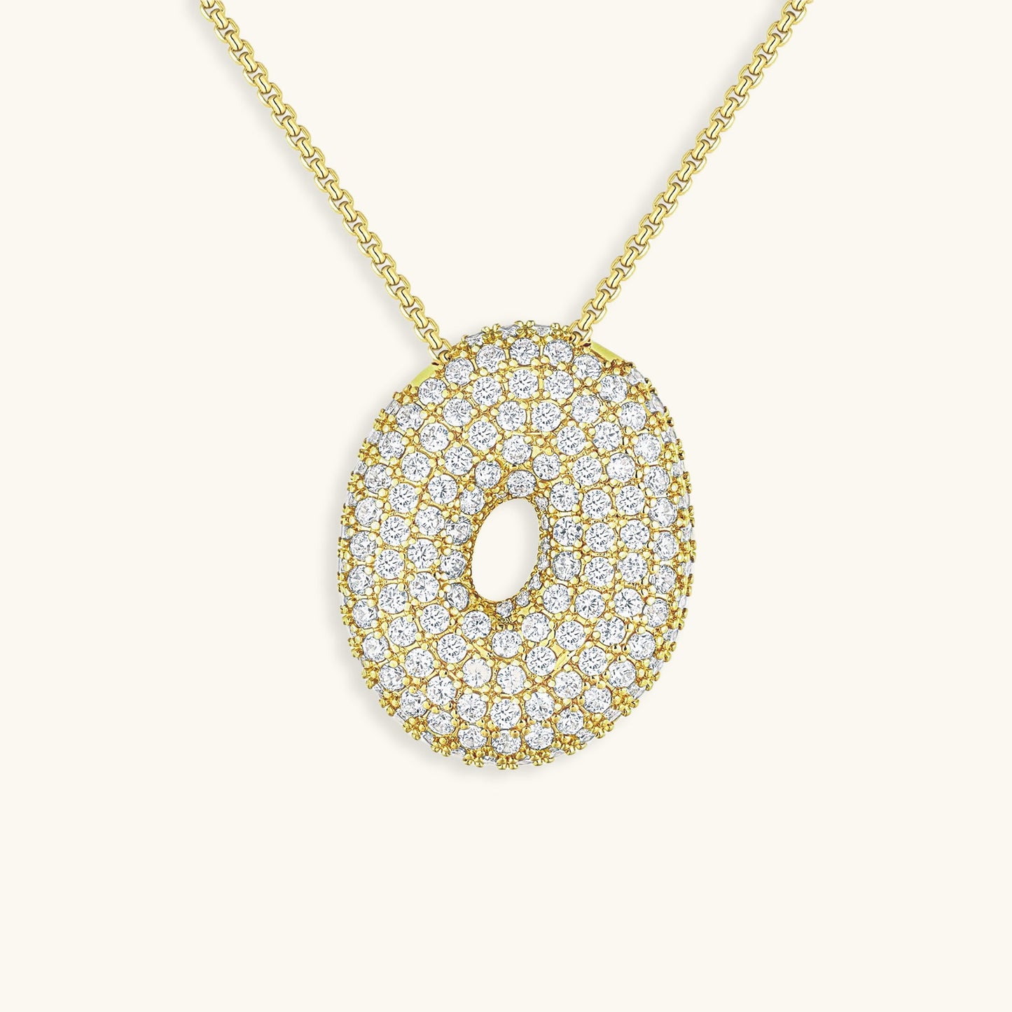 Personalized Bubble Initial Necklace | 18k Gold with Diamond Simulant 40