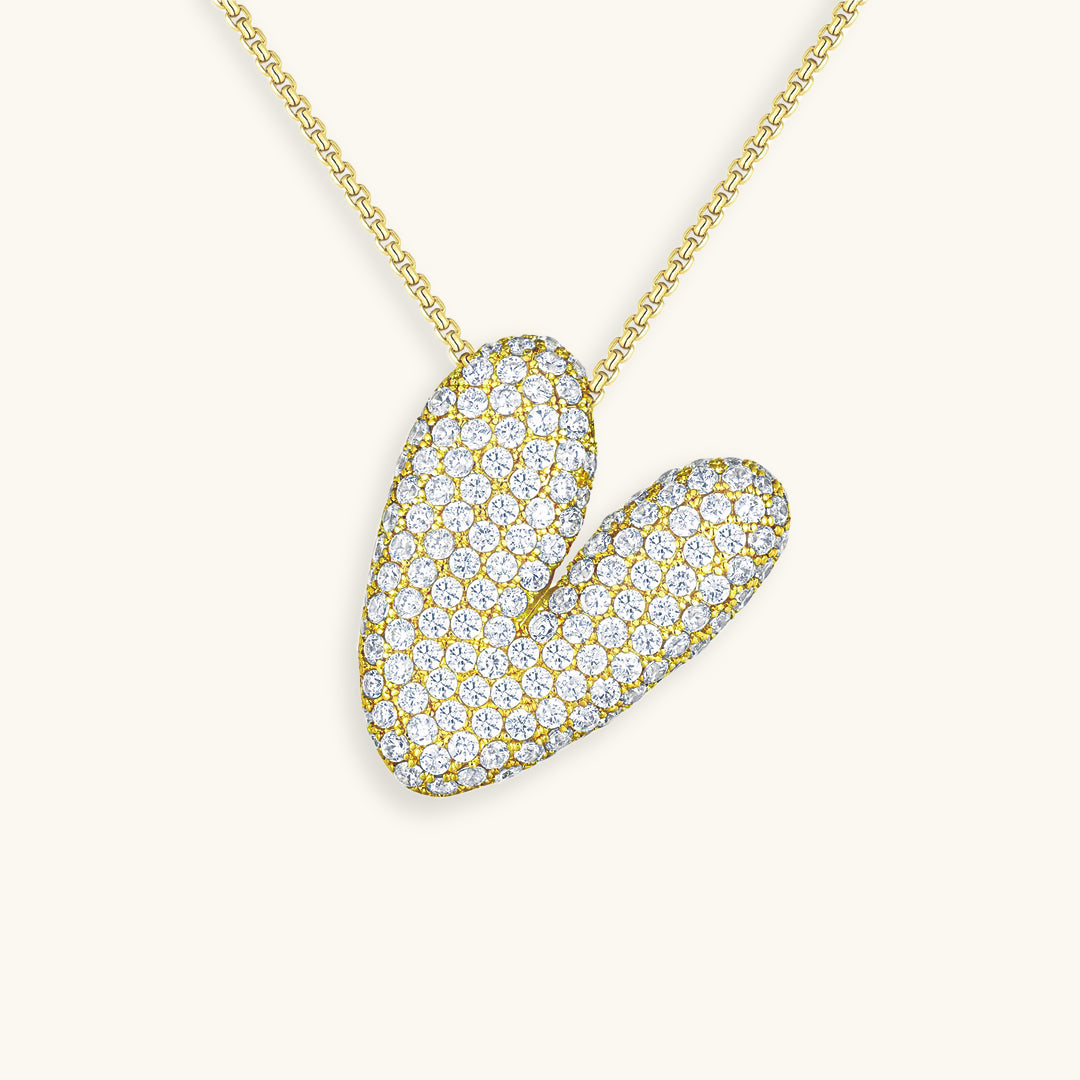 Personalized Bubble Initial Necklace | 18k Gold with Diamond Simulant 45