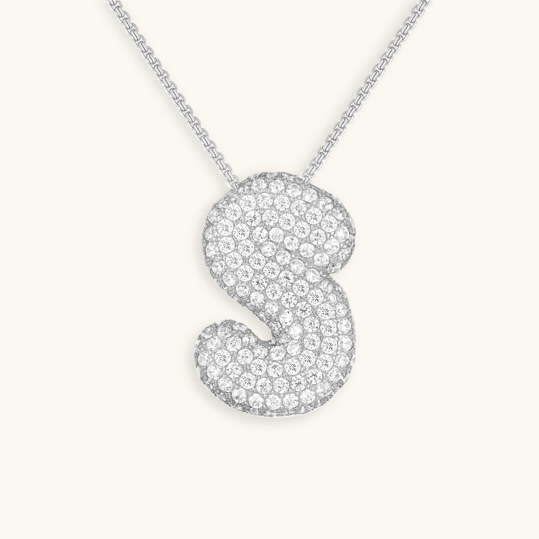 Personalized Bubble Initial Necklace | 18k Gold with Diamond Simulant 46