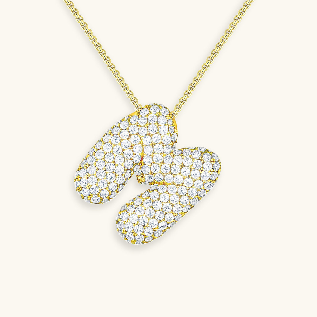 Personalized Bubble Initial Necklace | 18k Gold with Diamond Simulant 47