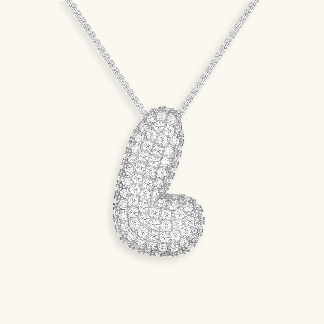 Personalized Bubble Initial Necklace | 18k Gold with Diamond Simulant 49