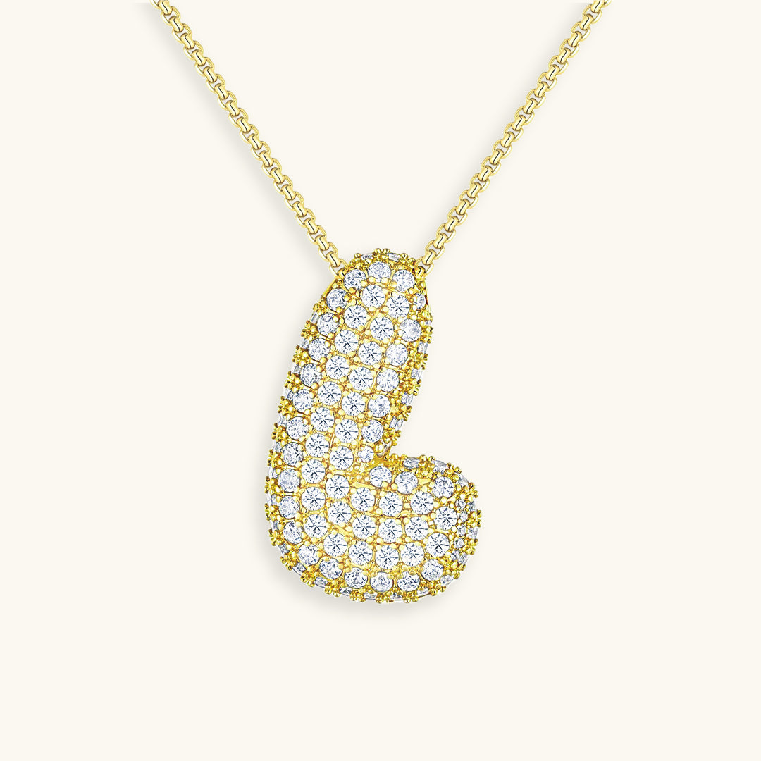 Personalized Bubble Initial Necklace | 18k Gold with Diamond Simulant 56