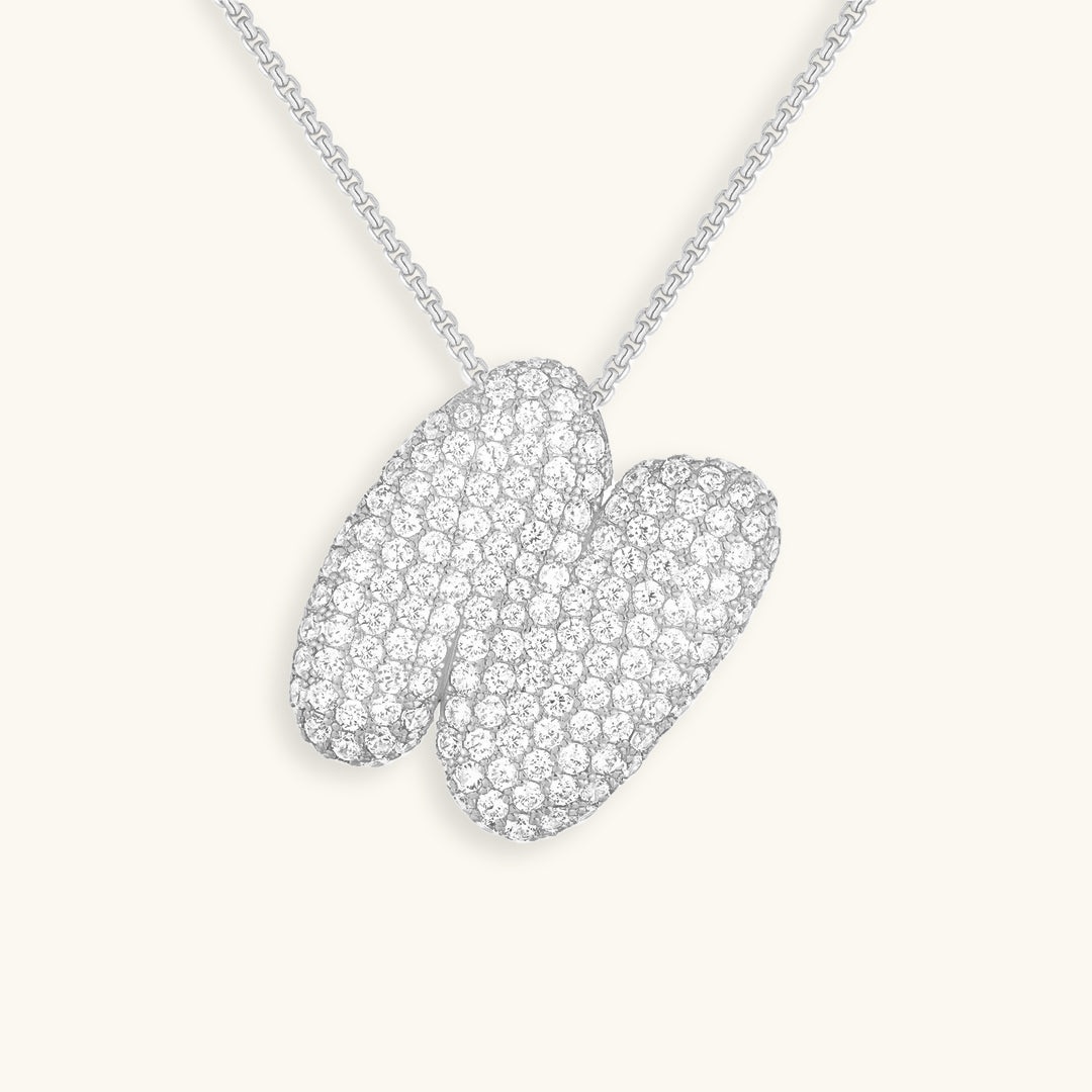 Personalized Bubble Initial Necklace | 18k Gold with Diamond Simulant 58