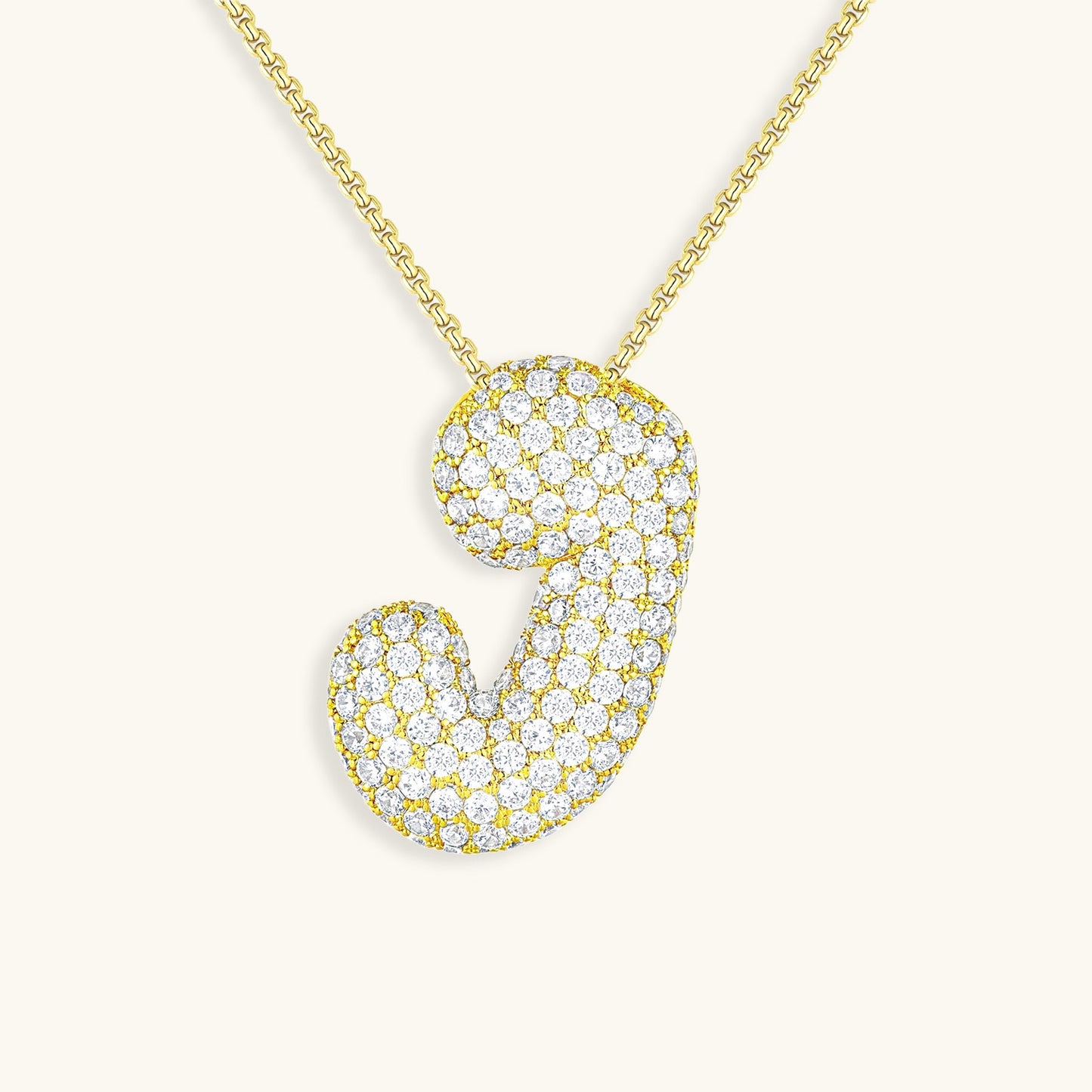 Personalized Bubble Initial Necklace | 18k Gold with Diamond Simulant 59