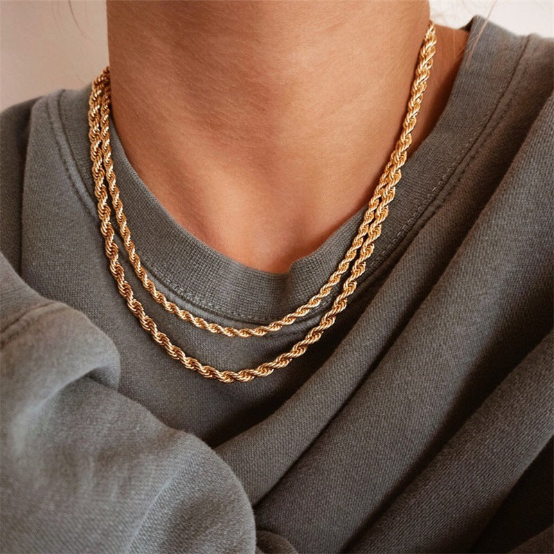 Rope Chain Necklace | 14K Gold Plated, Hypoallergenic, Stylish Design 2