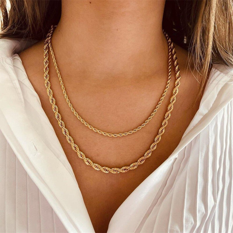 Rope Chain Necklace | 14K Gold Plated, Hypoallergenic, Stylish Design 4