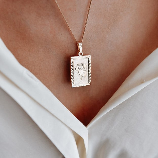 Rose Pendant Necklace | 18K Gold/Silver Plated, Tarnish Resistant 1