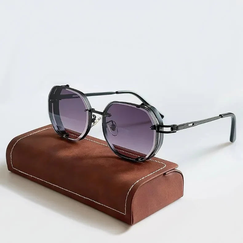 Hexagonal Steampunk Sunglasses | Unique Metal Frame with UV400 Protection 2