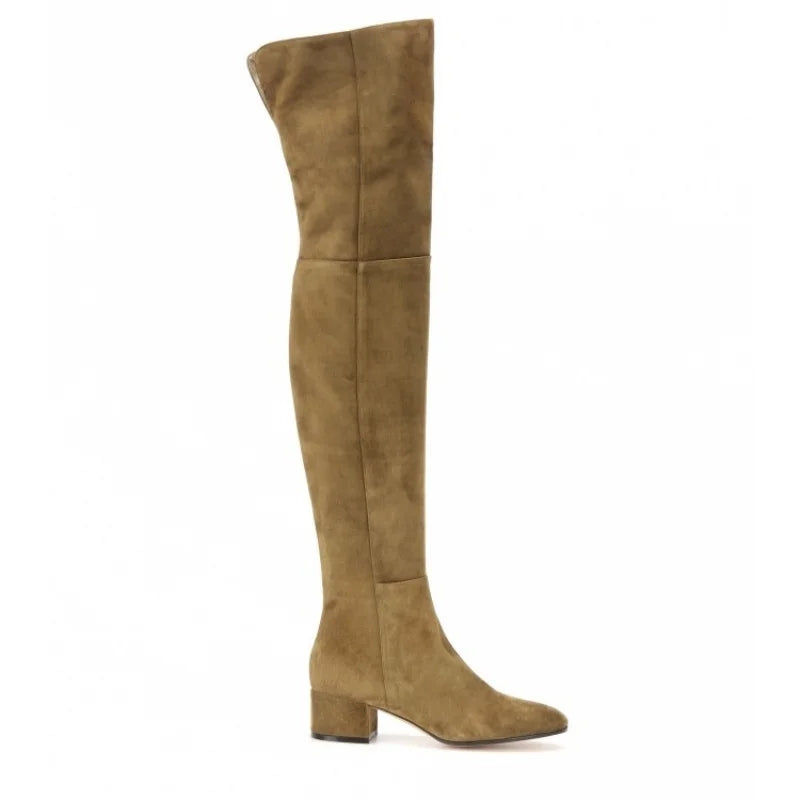 Over The Knee Boots | Chic Faux Suede Design with Comfortable Block Heel 5