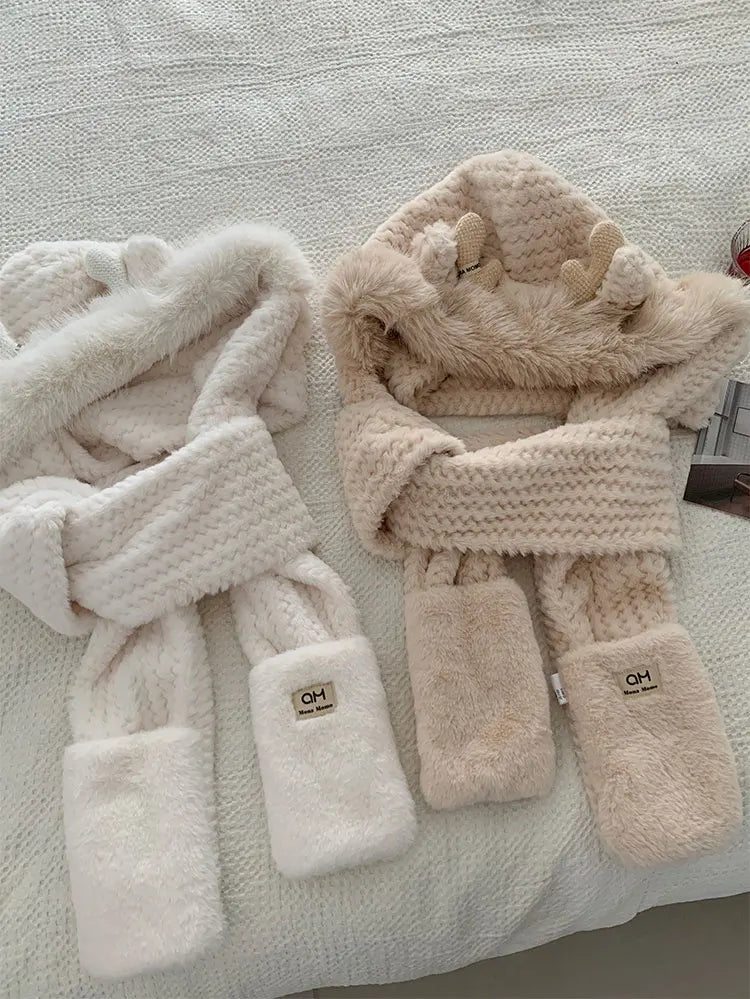 Plush Hat, Scarf & Mitten Set