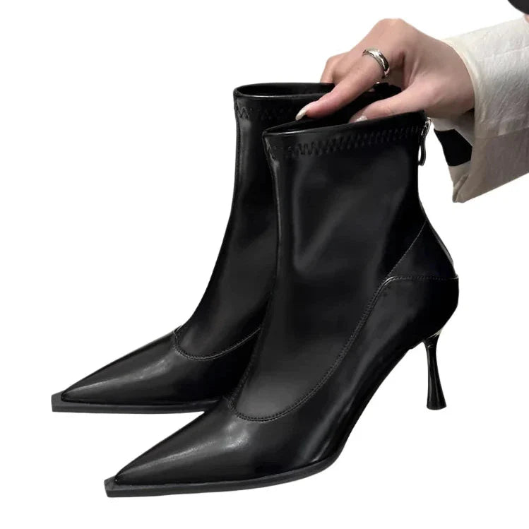 Faux-Leather Ankle Boots