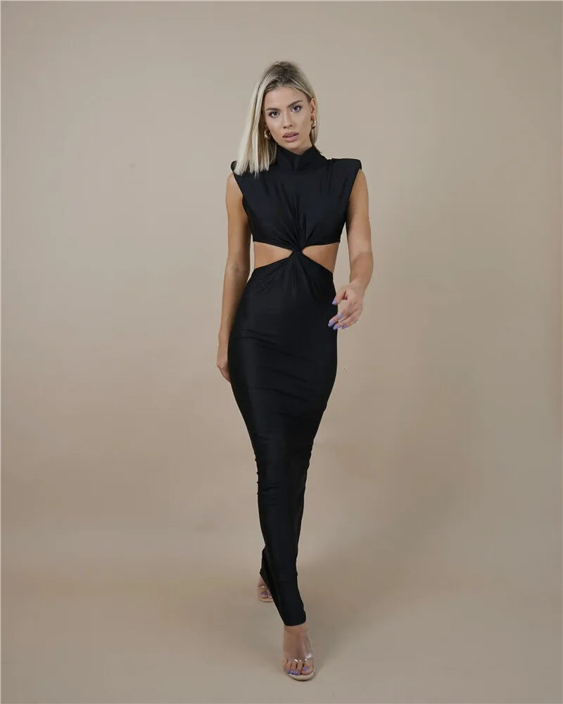 Satin Twist Cut-Out Sleeveless Maxi Dress 2