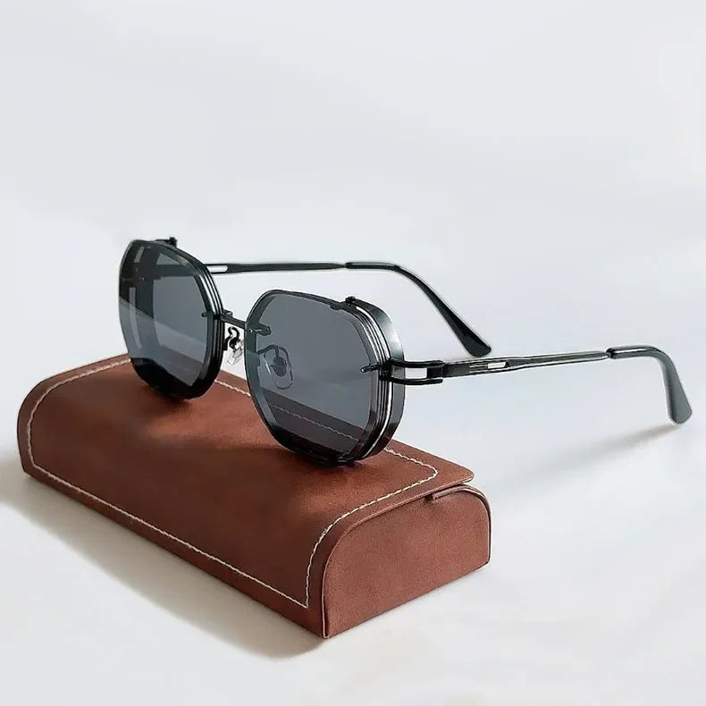 Hexagonal Steampunk Sunglasses | Unique Metal Frame with UV400 Protection 1