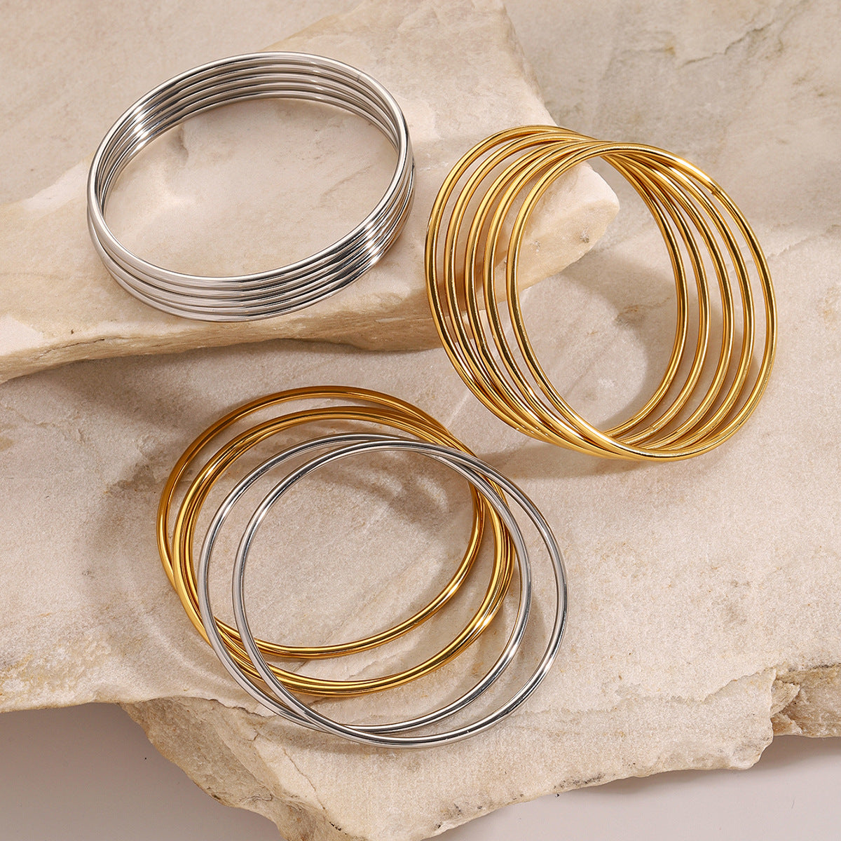 Shannon Gold Bangle Set | Lightweight Waterproof Hypoallergenic Bangles 4