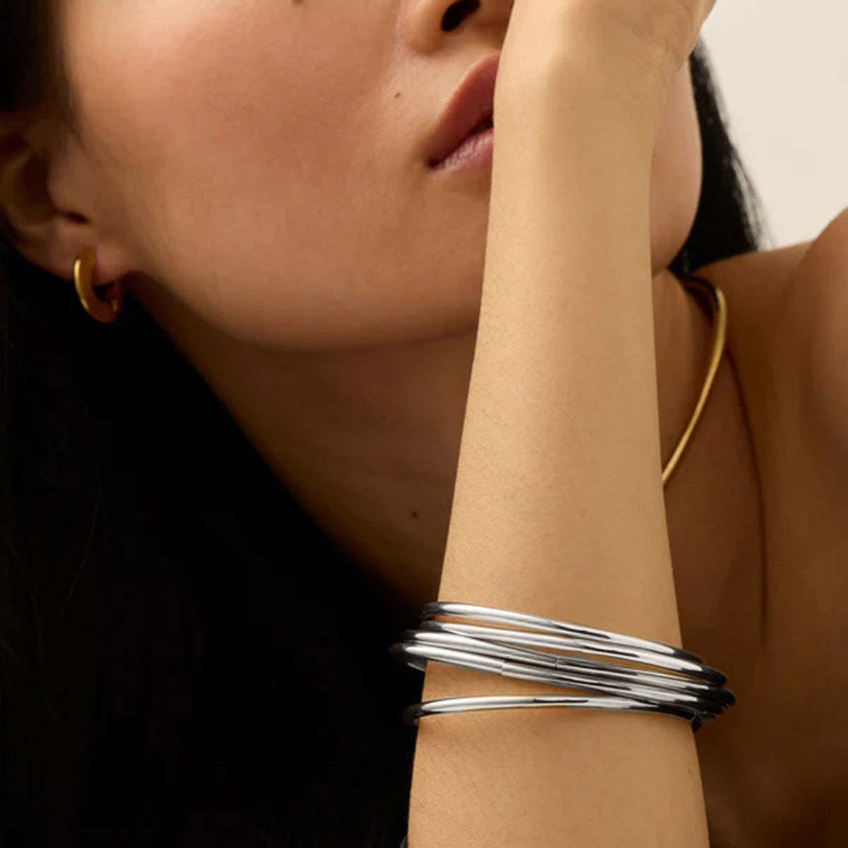 Shannon Gold Bangle Set | Lightweight Waterproof Hypoallergenic Bangles 5