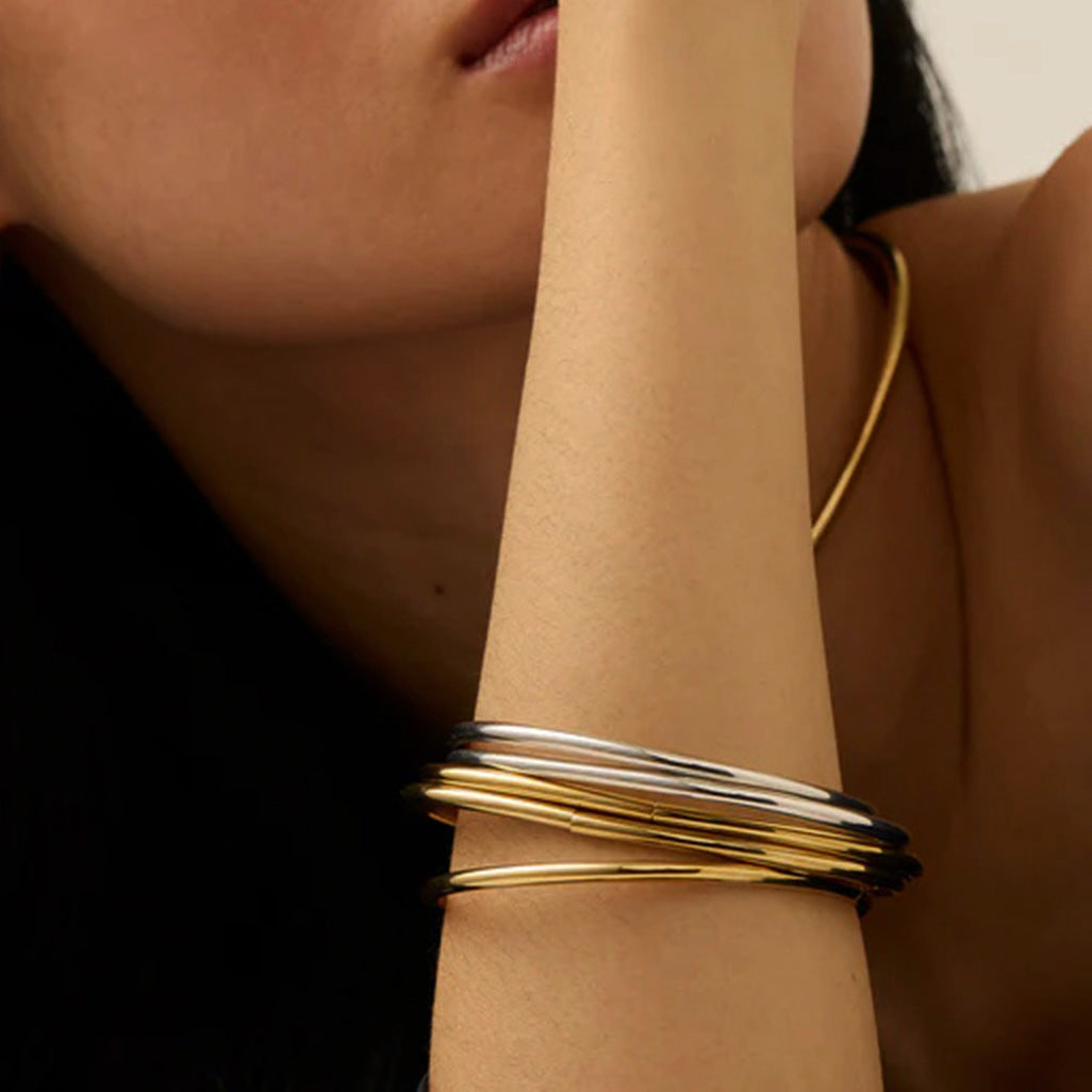 Shannon Gold Bangle Set | Lightweight Waterproof Hypoallergenic Bangles 6