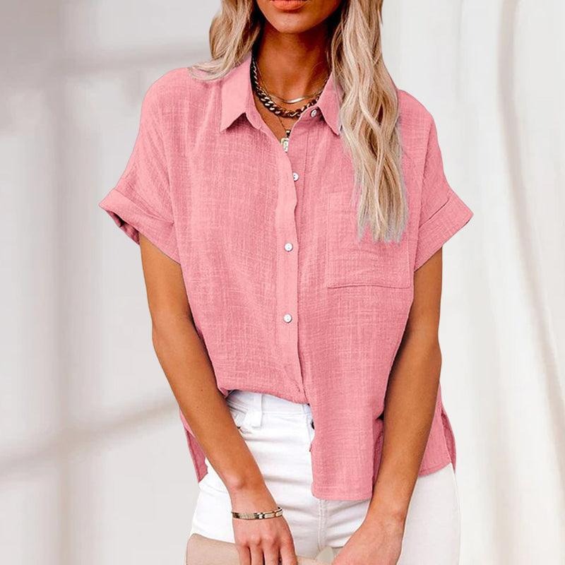 Short-Sleeve Button-Up Linen Shirt 1