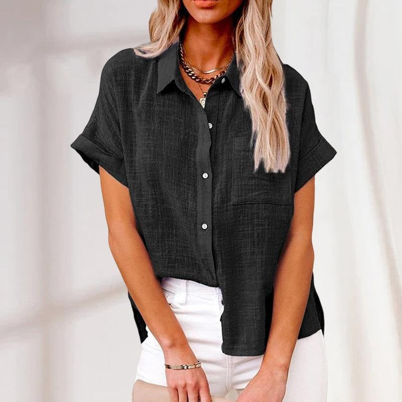 Short-Sleeve Button-Up Linen Shirt 6
