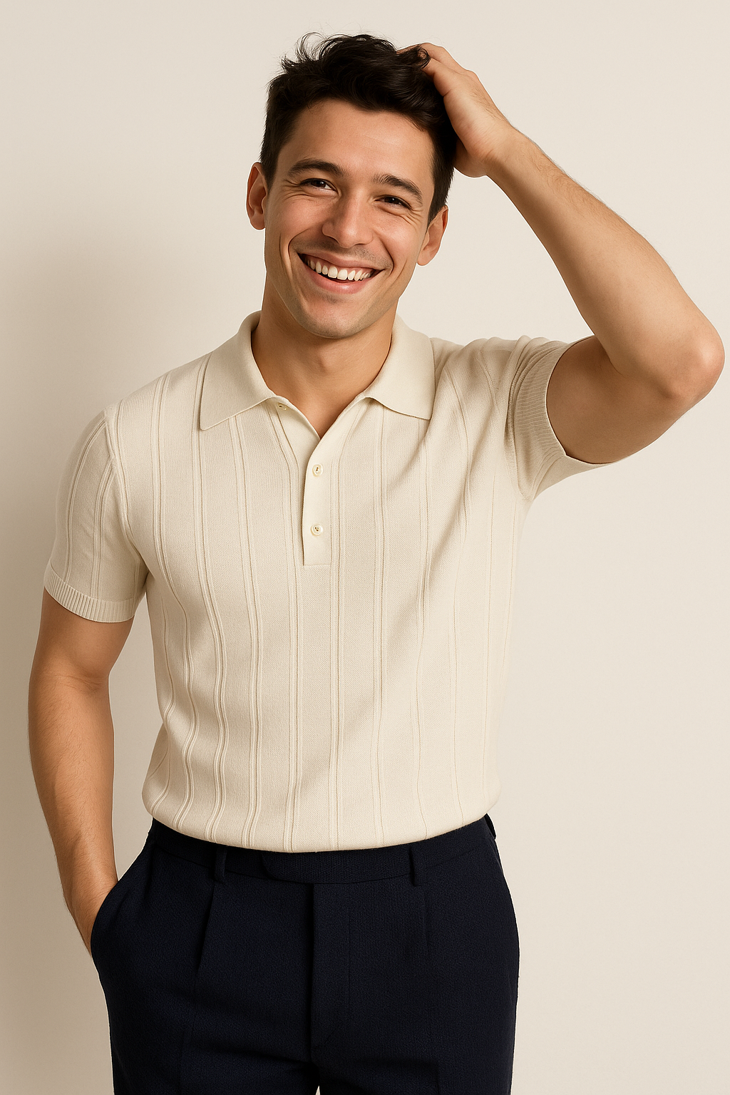 Short Sleeve Polo Shirt | Classic Elegance with Modern Fine Knit Design 1