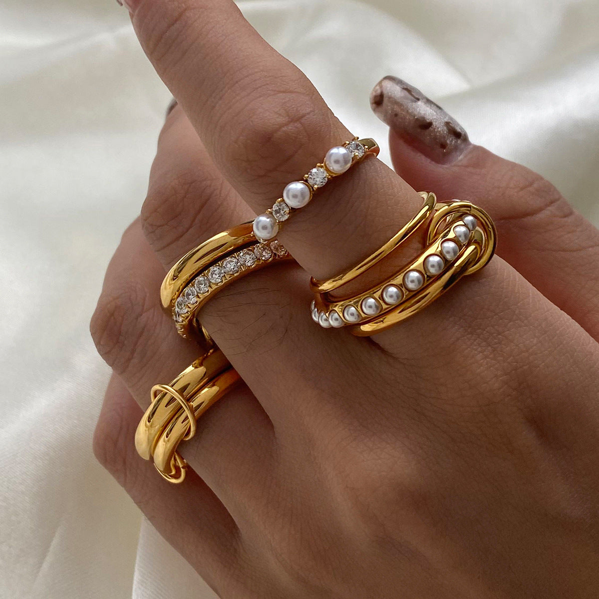 Stacked Diamond Ring | Hypoallergenic 18k Gold-Plated with Versatile Design 4