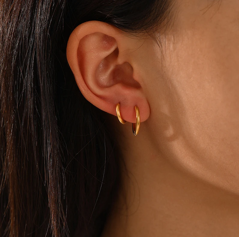 Stainless Steel Hoop Earrings for Women | Dainty 2mm Everyday Style 2