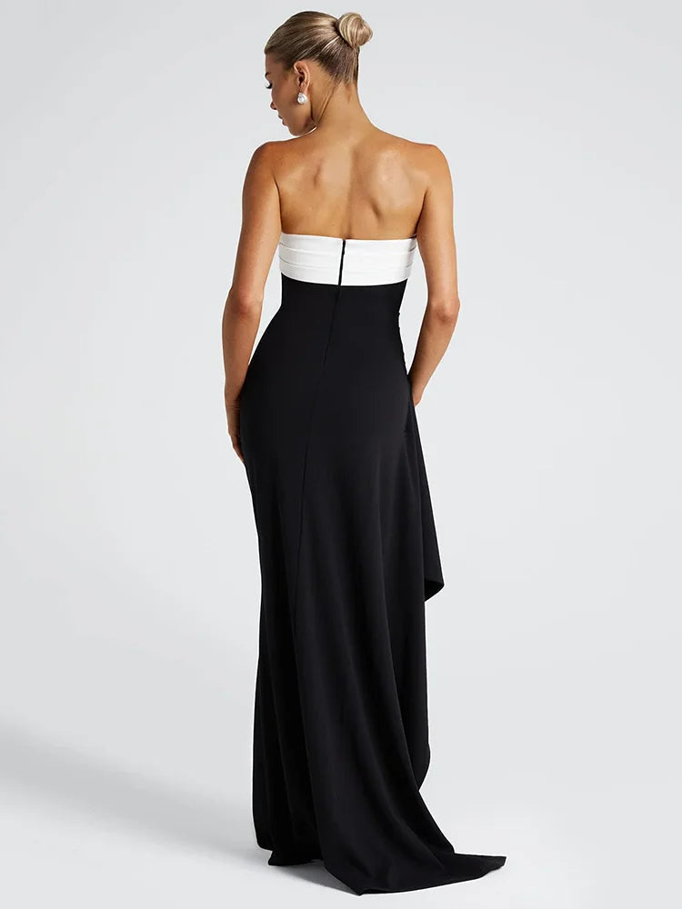 Strapless Black and White Maxi Dress 5