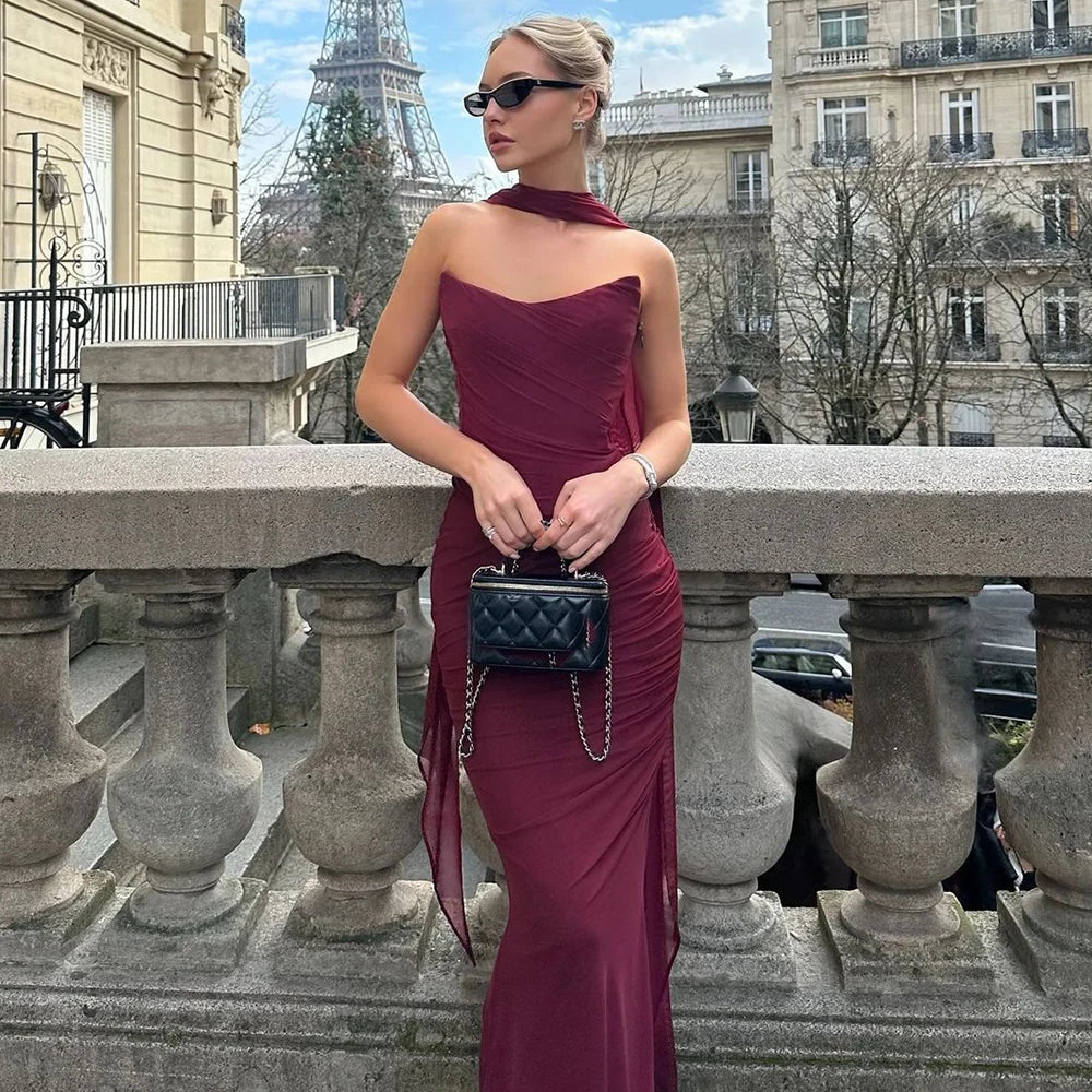 Strapless Ruched Two-Piece Maxi Dress 1