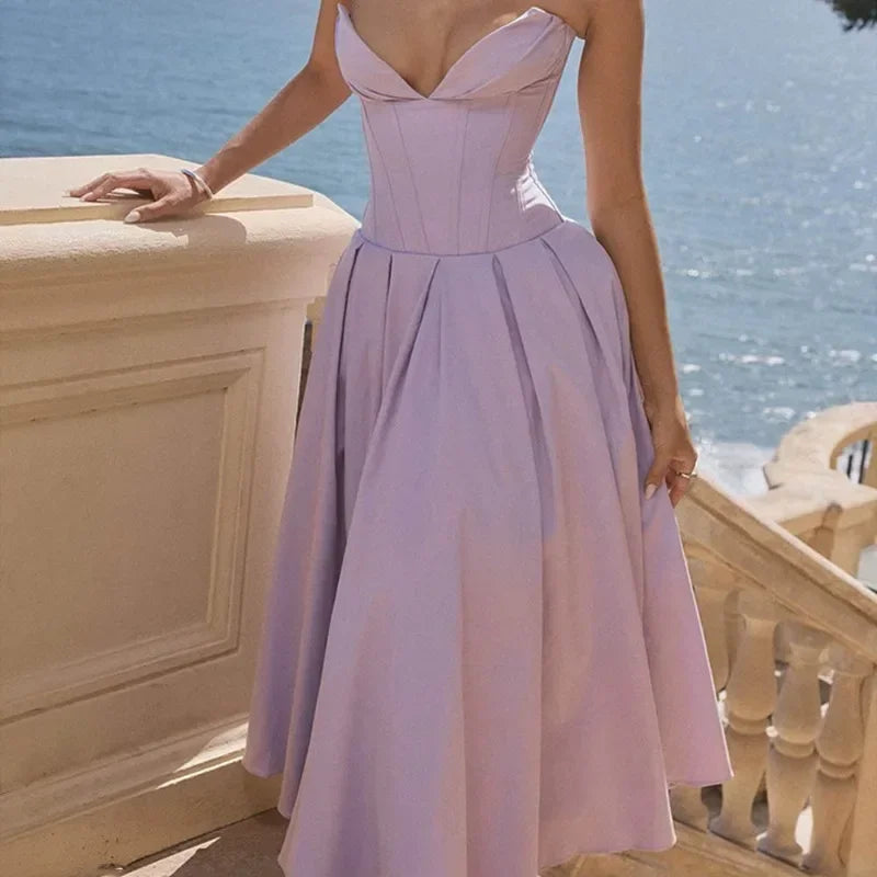 Strapless Sweetheart Corset Midi Dress 1