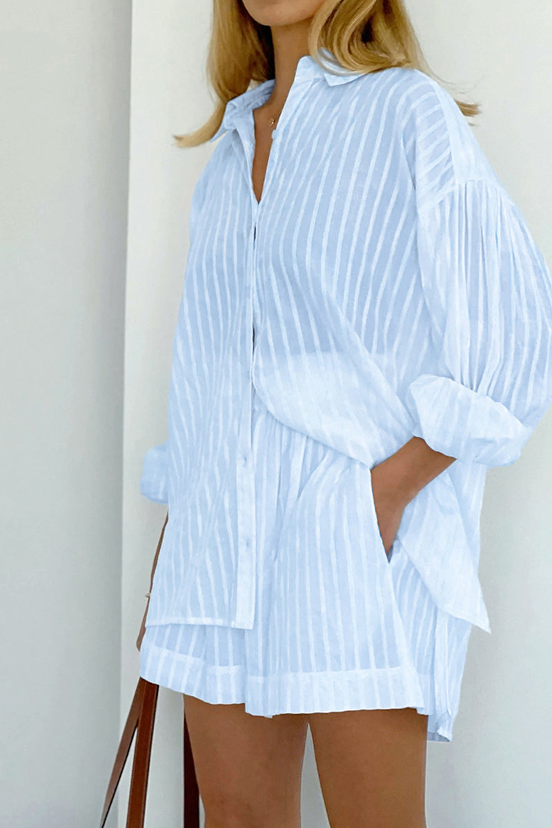 Striped Shorts & Loose Blouse Set 1