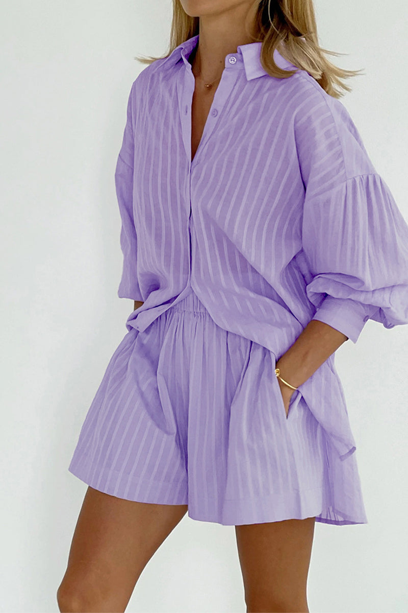 Striped Shorts & Loose Blouse Set 2
