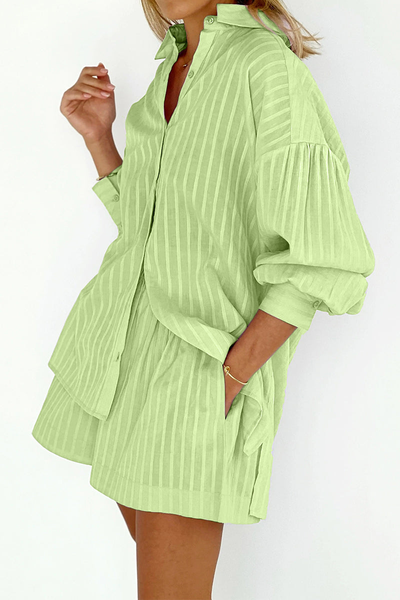 Striped Shorts & Loose Blouse Set 3