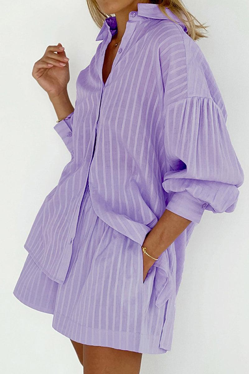 Striped Shorts & Loose Blouse Set 6