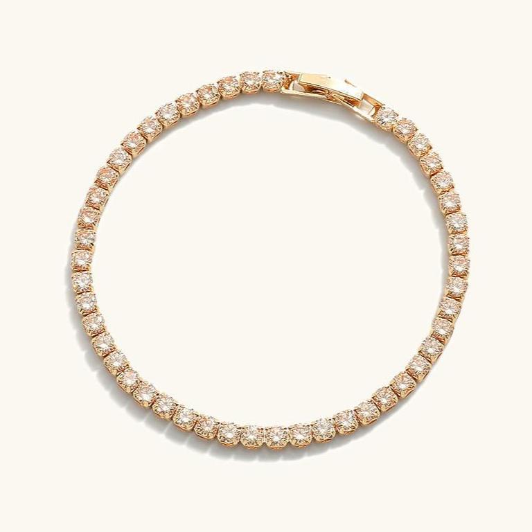 Tennis Bracelet | 18k Gold-Plated Stainless Steel with Diamond Simulants 0