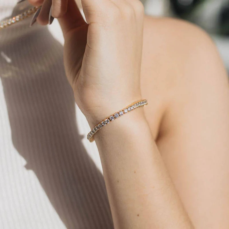 Tennis Bracelet | 18k Gold-Plated Stainless Steel with Diamond Simulants 1