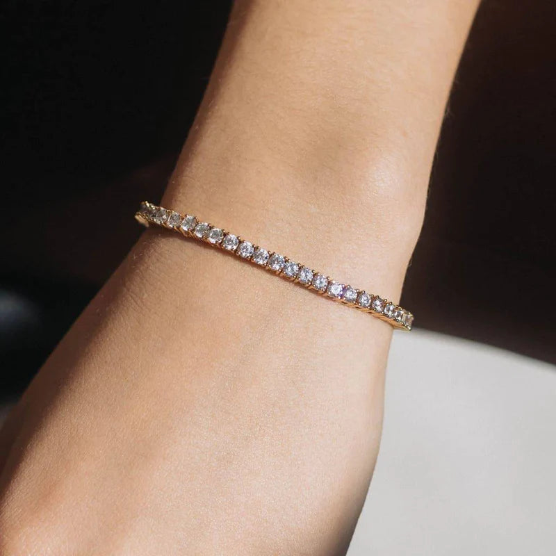 Tennis Bracelet | 18k Gold-Plated Stainless Steel with Diamond Simulants 2
