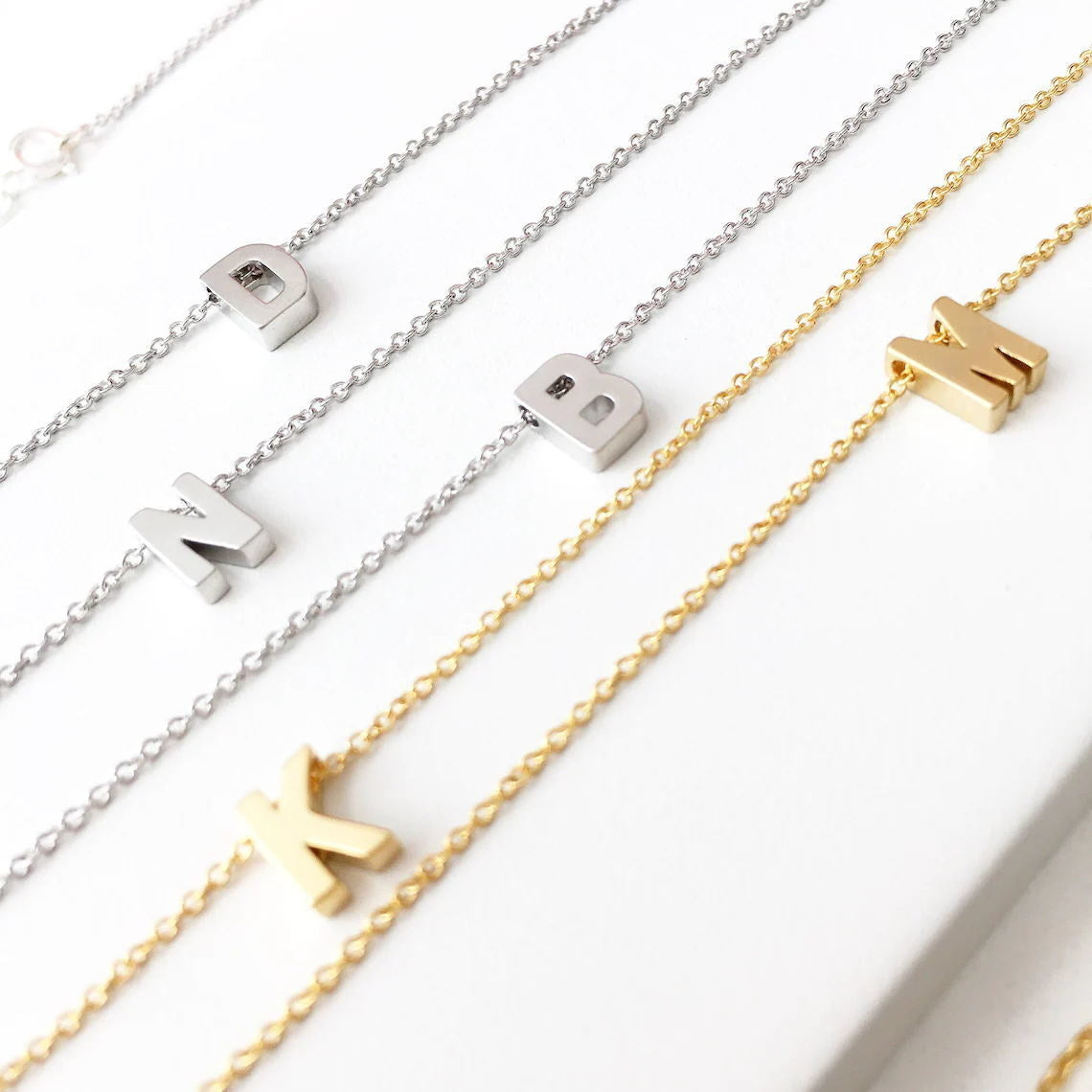 Tiny Initial Necklace | Customizable Stainless Steel Charm on Dainty Chain 1